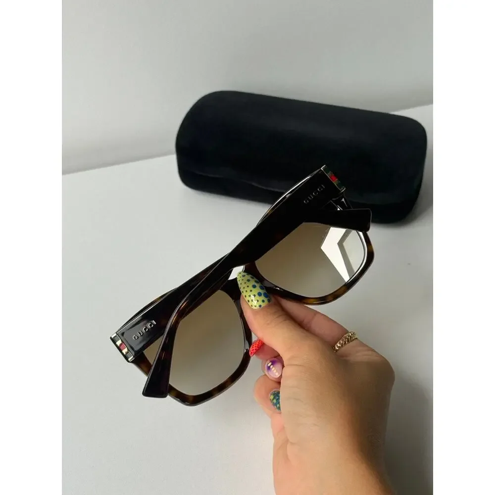 NEW Gucci GG0459S Havana Brown Cat Eye Sunglasses